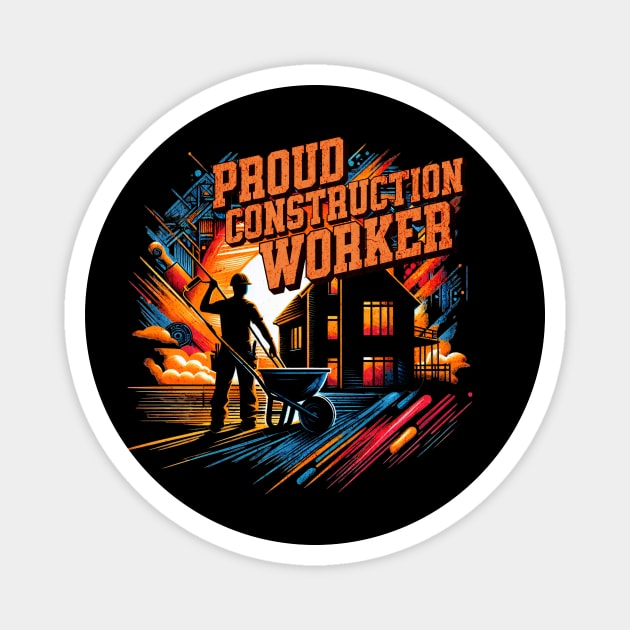 Proud Construction Worker Untold Heroes Design Magnet by Miami Neon Designs